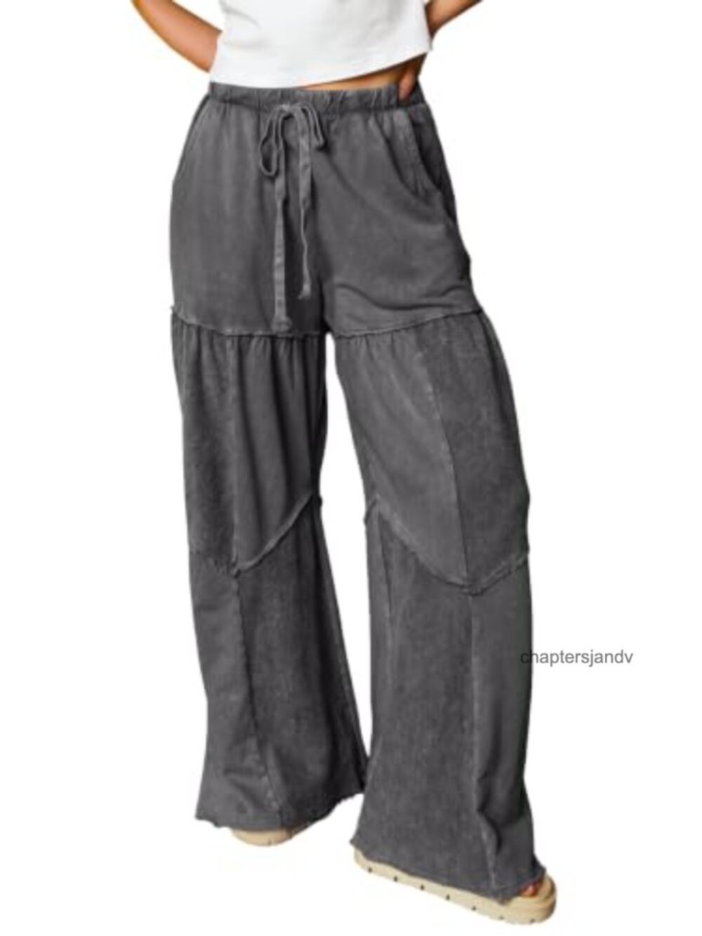 Stretchy Wide Leg Women's Pants with Pockets